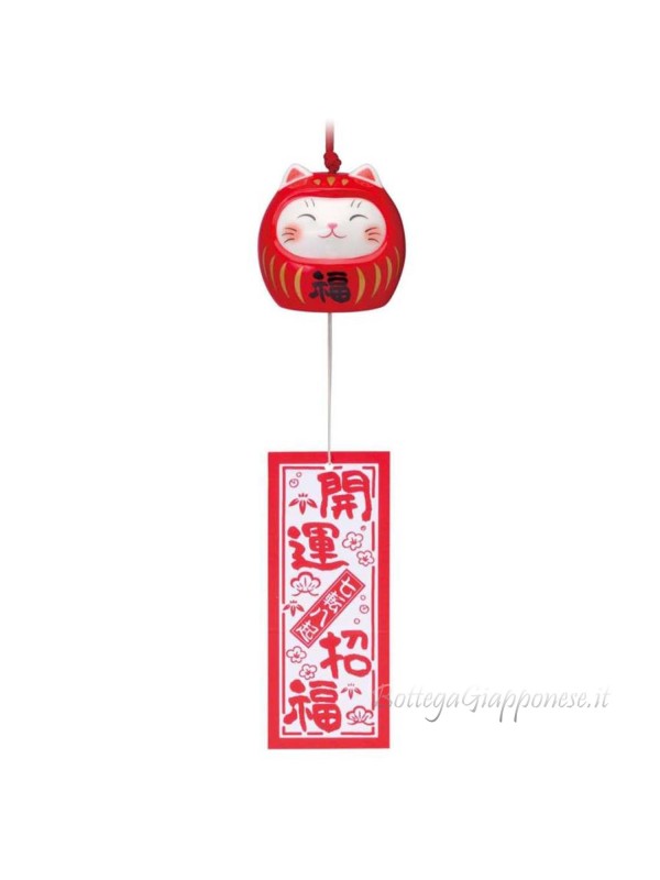 Fuurin campanella forma daruma maneki neko(rosso)