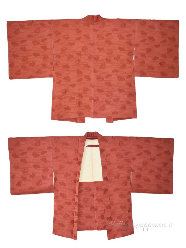 Haori giacca kimono seta rosso mattone