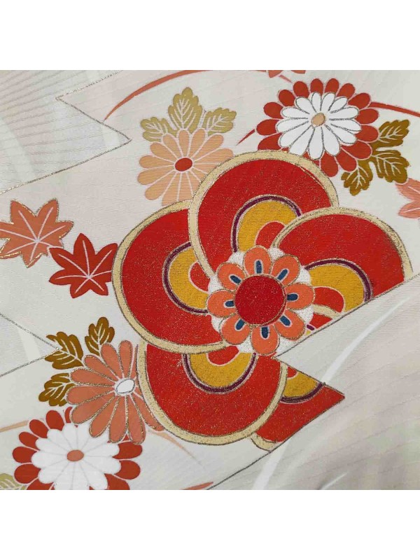 Houmongi kimono seta damascato e ricami