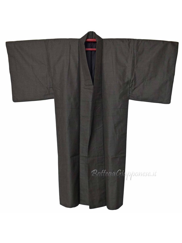 Kimono uomo disegno classico seta blu scuro