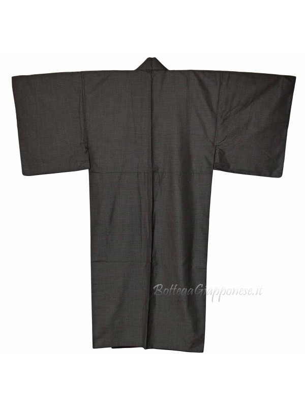 Kimono uomo disegno classico seta blu scuro