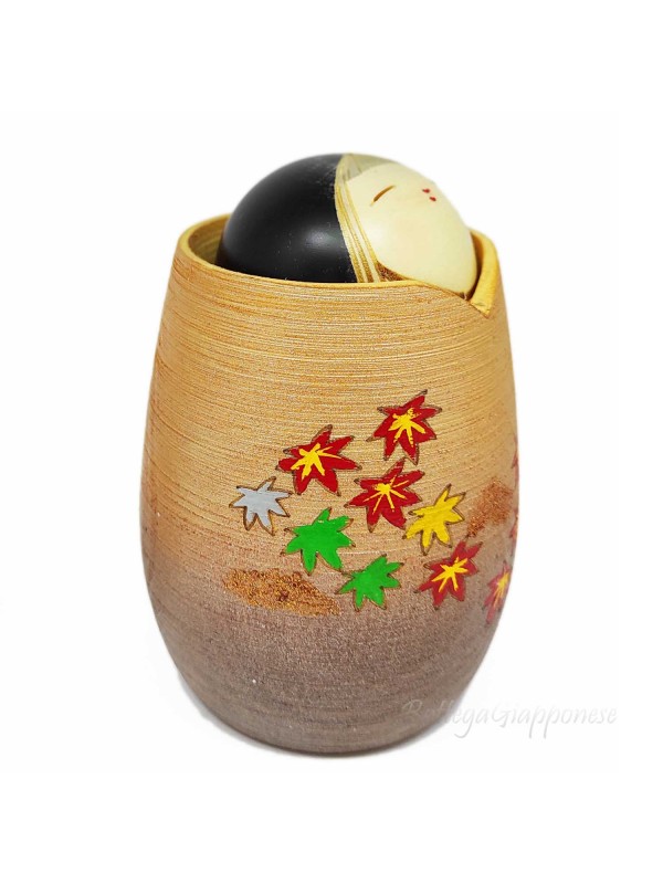 Kokeshi bambola Irodori foglie d'acero