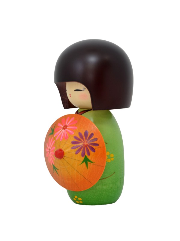 Kokeshi Ameagari verde dopo la pioggia