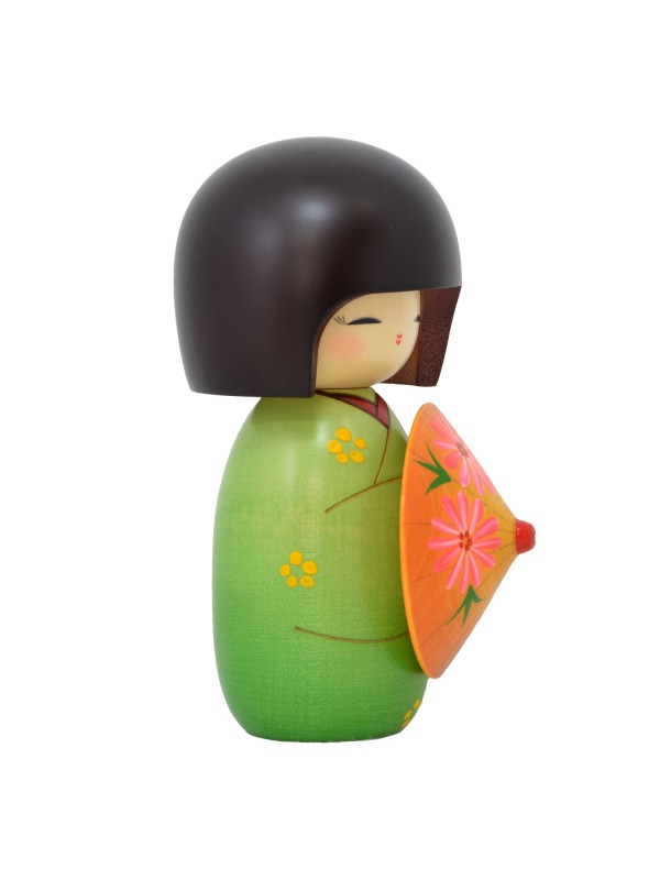 Kokeshi Ameagari verde dopo la pioggia