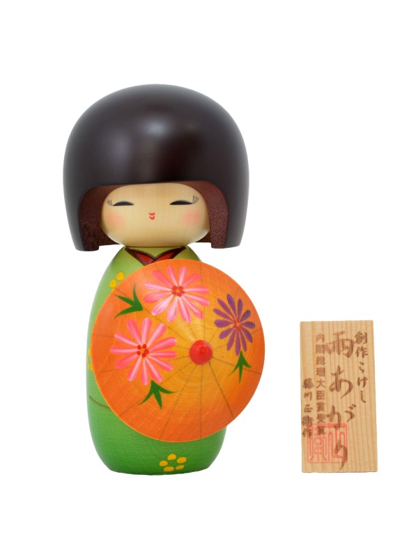 Kokeshi Ameagari verde dopo la pioggia