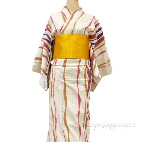 Yukata bianco con linee curve di colore miste