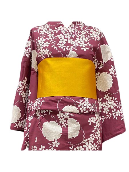 Yukata kimono cotone rosso violaceo [Atashi]