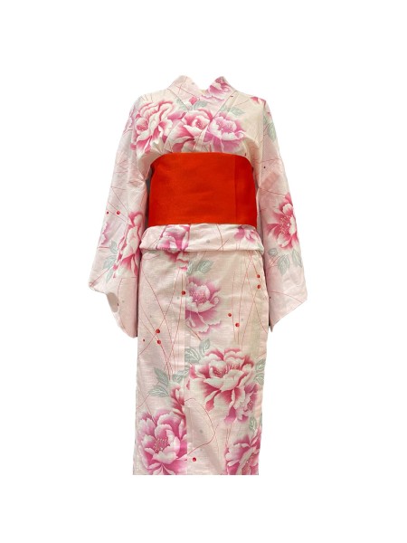 Yukata kimono cotone rosa [Kiki]